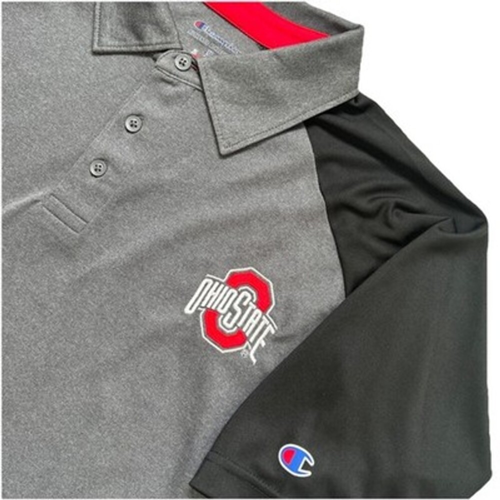 Champion Ohio State Buckeyes Golf Polo Men's Medium Gray With Black Sleeves